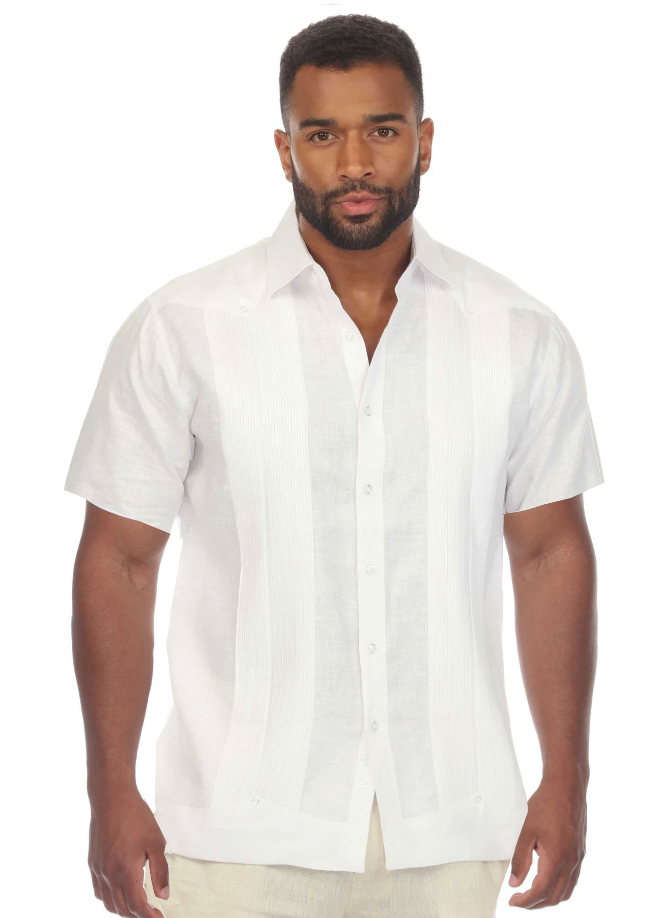 Mycubanstore item:MCS307 Deluxe yucateca short sleeve linen wedding shirt