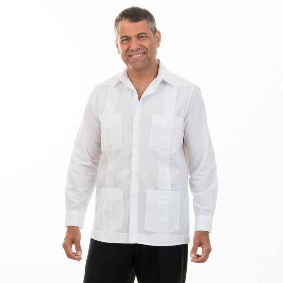 Long sleeve guayabera wedding best sale